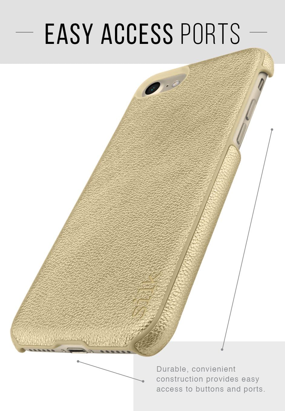 Smartish iPhone SE/8/7 Fashion Case - Sofi Case for Apple iPhone SE 2020 & iPhone 7/8 [Slim Fit Lightweight Glam Grip Cover] [Silk] - Goldilocks