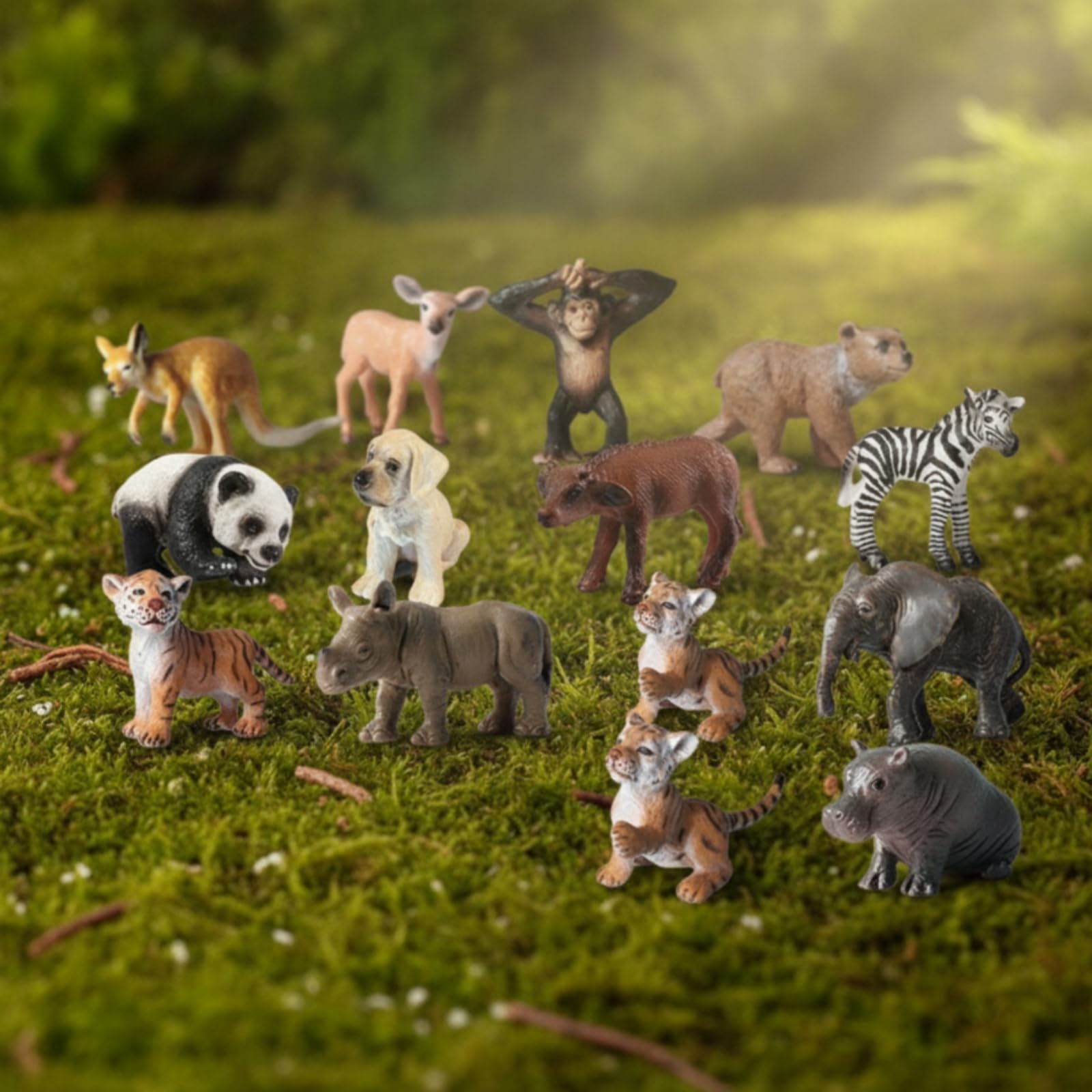 16 Pezzi Animali Giocattolo Solido Figurina Durevole Modellino per Diorama