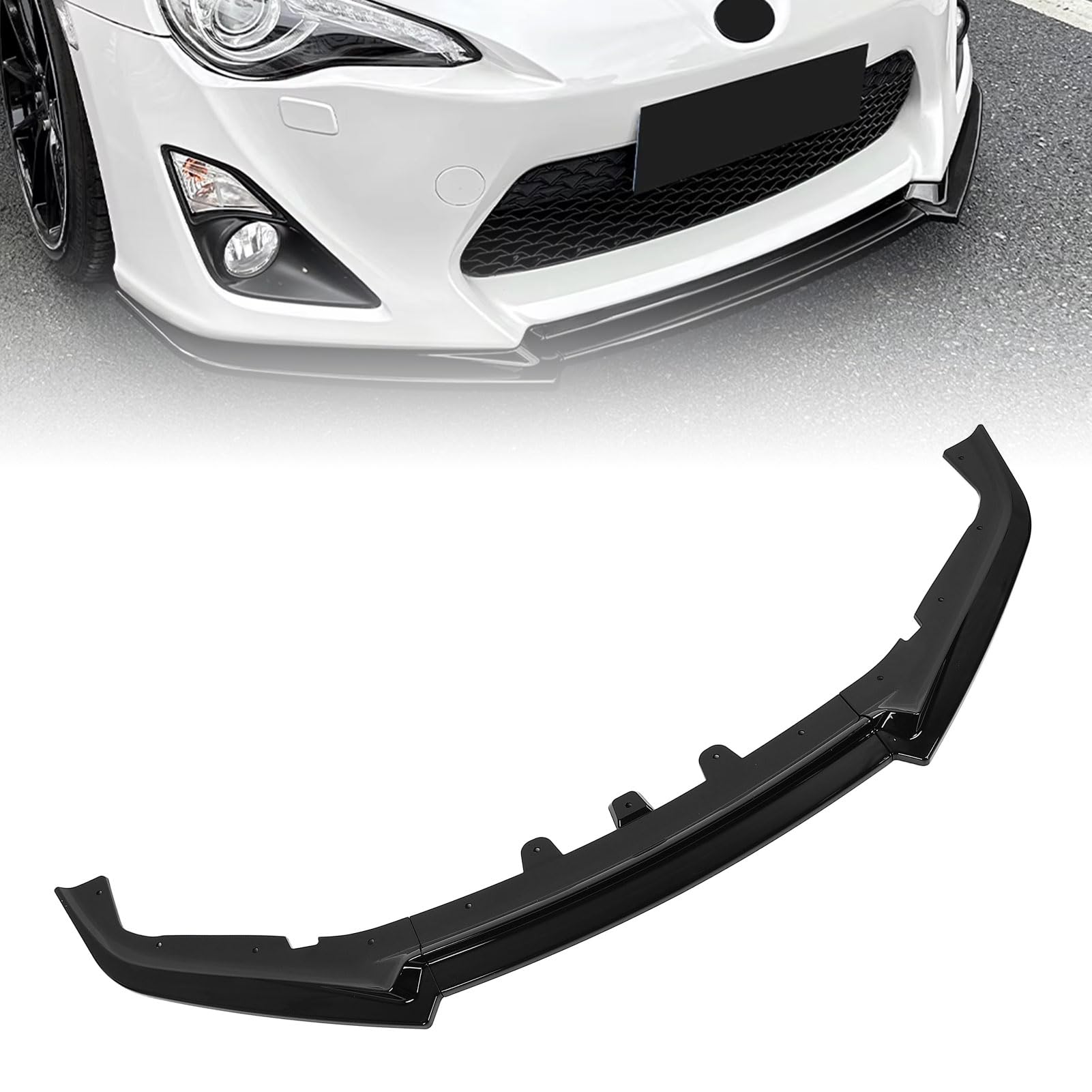 Depisuta Front Bumper Lip Spoiler, Glossy Black ABS Racing Body Kit Compatible with GT86 FT86 FR S, for 2012 to 2016 Model Easy to Install Enhanced Protecting