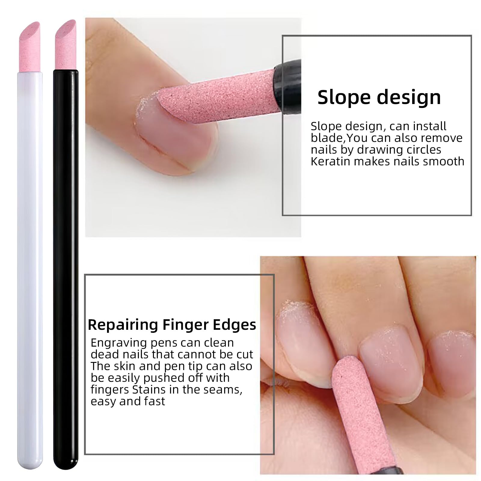 9 Pcs Pumice Stone Cuticle Sticks, Nail Polish Quartz Pen Pusher Stick, Peeling Dead Skin Repairing - Image 3