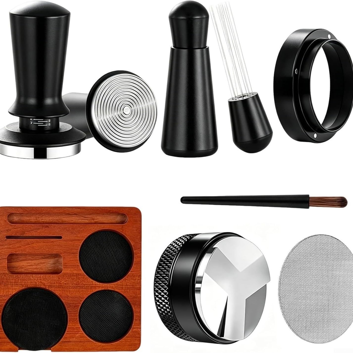 51mm 7-tlg Kaffeezubehör Set Tamper Station Dosing Ring