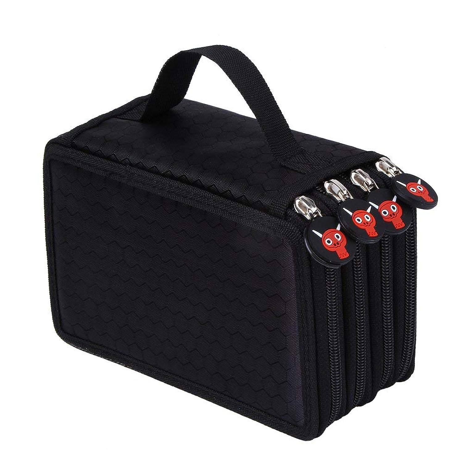 Pencil Pen Brush Bag Case Box 4 Layer Zipper 72 Holders with Carrying Handle