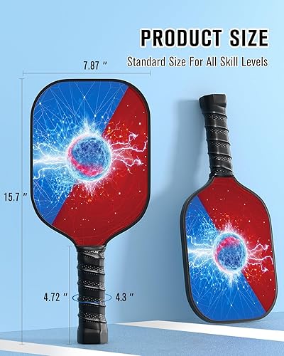 Miniatura 5 de KTRIO Juego de 2 palas de pickleball ligeras, palas de pickleball de fibra de vidrio aprobadas por USAPA con agarre antideslizante que absorbe el