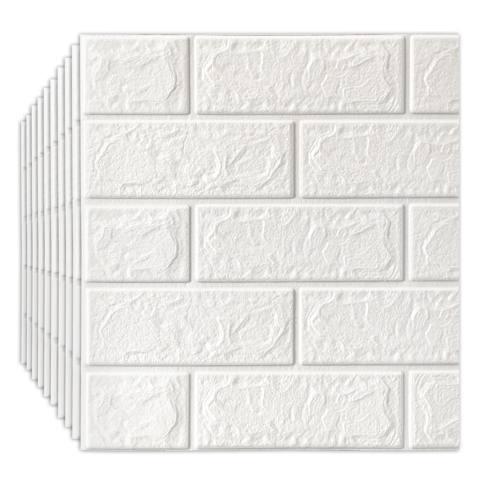 Anttyscar 60PCS White 3D Brick Wallpaper Wall Stickers - Self-Adhesive and Waterproof Foam Panels, Easy to Install Peel and Stick Design for Home Decor