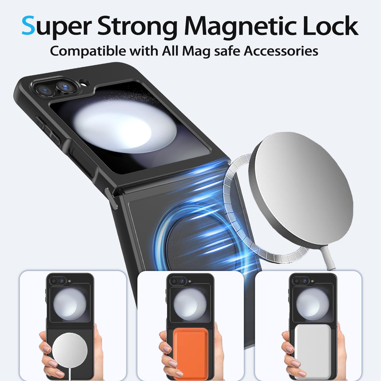 HikerClub for Galaxy Z Flip 7 FE (2025) Magnetic Case with 360 Degree Rotating Stand Kickstand - Image 3