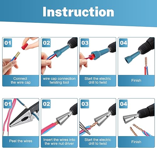 Miniatura 4 de Herramienta de torsión de tuerca de alambre y torcedor de alambre para taladro, enchufe de conector giratorio de 14 pulgadas, compatible con 8-14