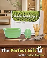 Vista 6 de Juego de batidor matcha Vaiheng con tazón de matcha, soporte de batidor de matcha, batidor de bambú de matcha, cuchara, tamizador, regalos únicos