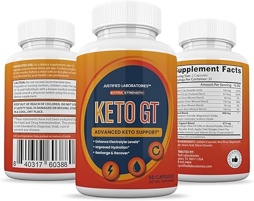 Vista 6 de Justified Laboratories Keto GT Keto Pills 1275 mg Fórmula nueva y mejorada que contiene vinagre de sidra de manzana, aceite de oliva extra virgen
