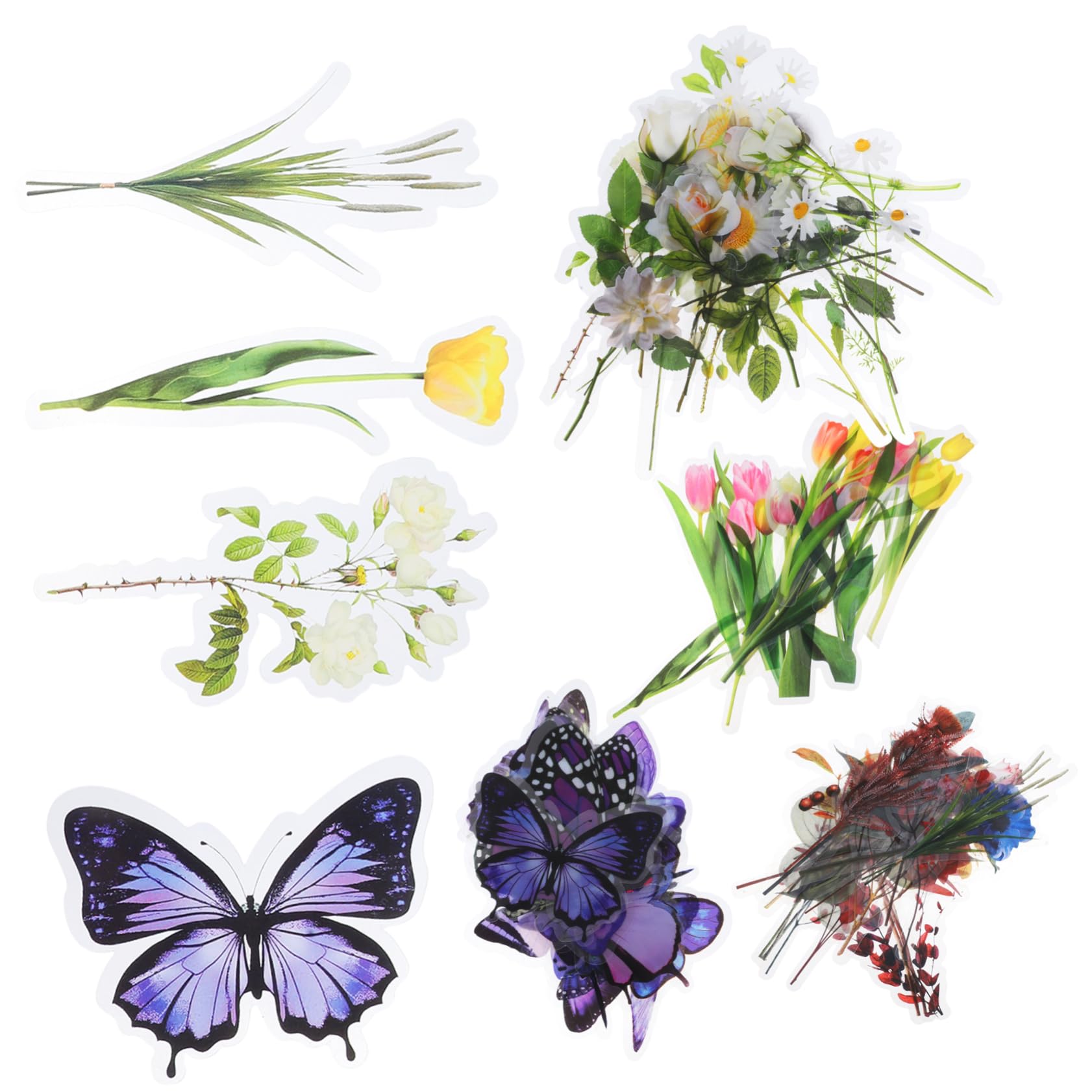 4 Pièces Autocollants Floraux Rétro de Stickers Diy pour Scrapbooking Journal Décorations avec Fleurs Auto Adhésifs par Paquet