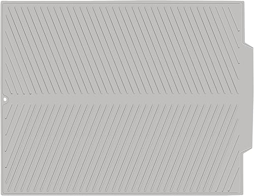 SHARMA - Tapete de silicona para secar platos con borde de drenaje, almohadilla para secar platos, tapete escurridor de platos antideslizante y