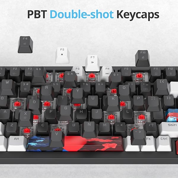 Tastiera meccanica con guarnizione al 75%, tastiera RGB meccanica cablata personalizzata TKL al 75% sostituibile a caldo con cuscinetti fonoassorbenti, QWERTY americana programmabile - 3