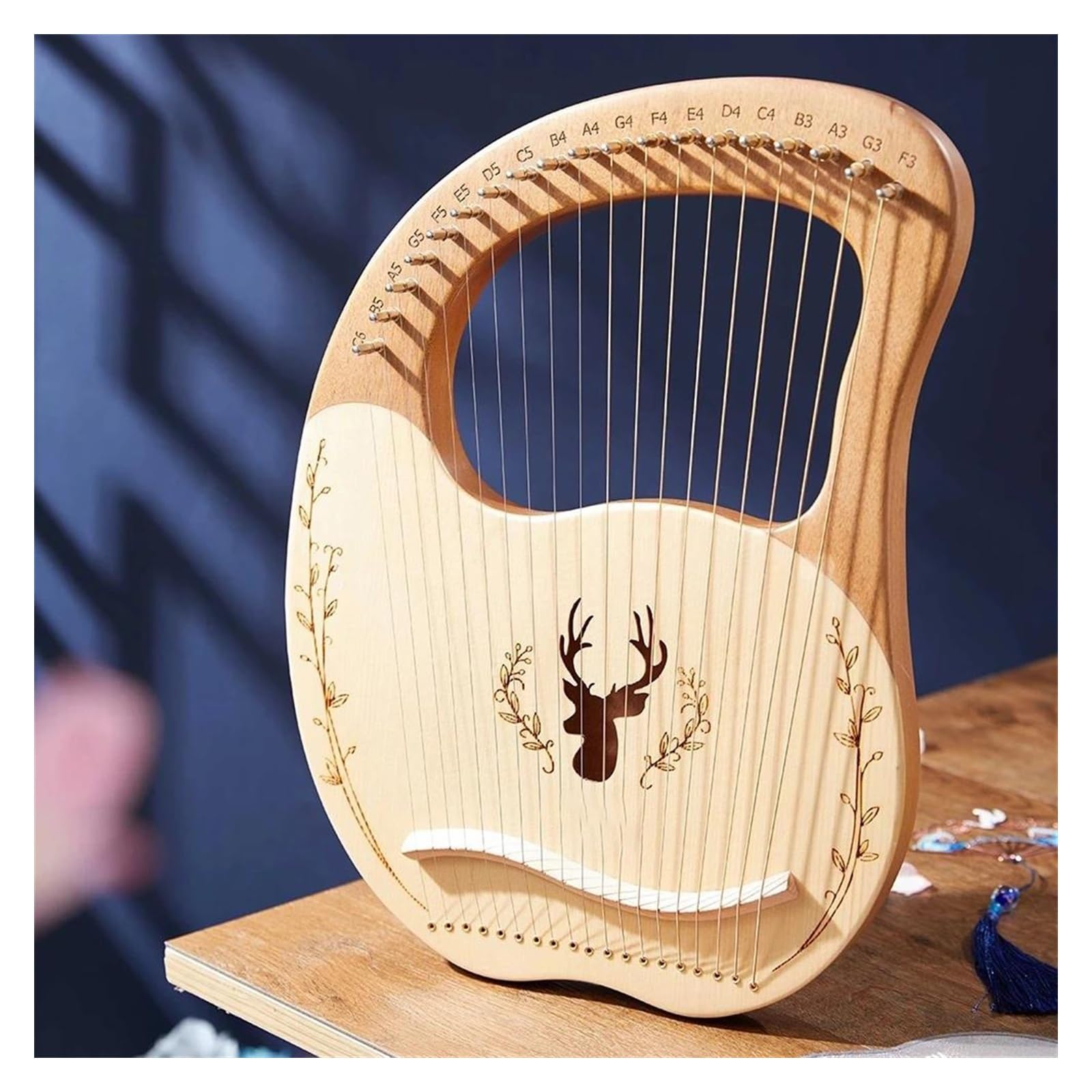 Adulti arpa 16/19/21/24 Corde Arpa In Legno Di Mogano Strumento Musicale Lira Arpa Con Chiave Di Accordatura Corde Di Ricambio(19 Wood)