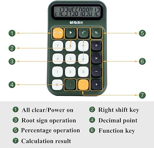 Miniatura 3 de M&G Calculadora de escritorio con botones mecánicos, pantalla LCD grande de 12 dígitos, calculadora de botón grande para oficina, escuela, parte