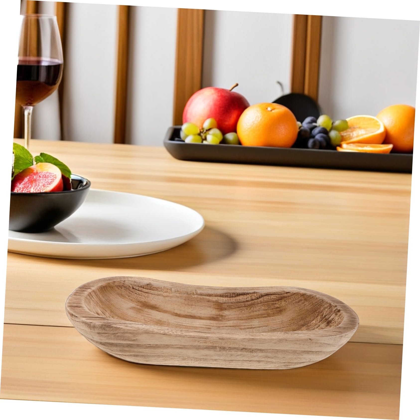 STOBAZA Bandeja de Madera para Velas Estilo Rustico Candelabro Decorativo para Mesa para Decoracion de Comedor Velas
