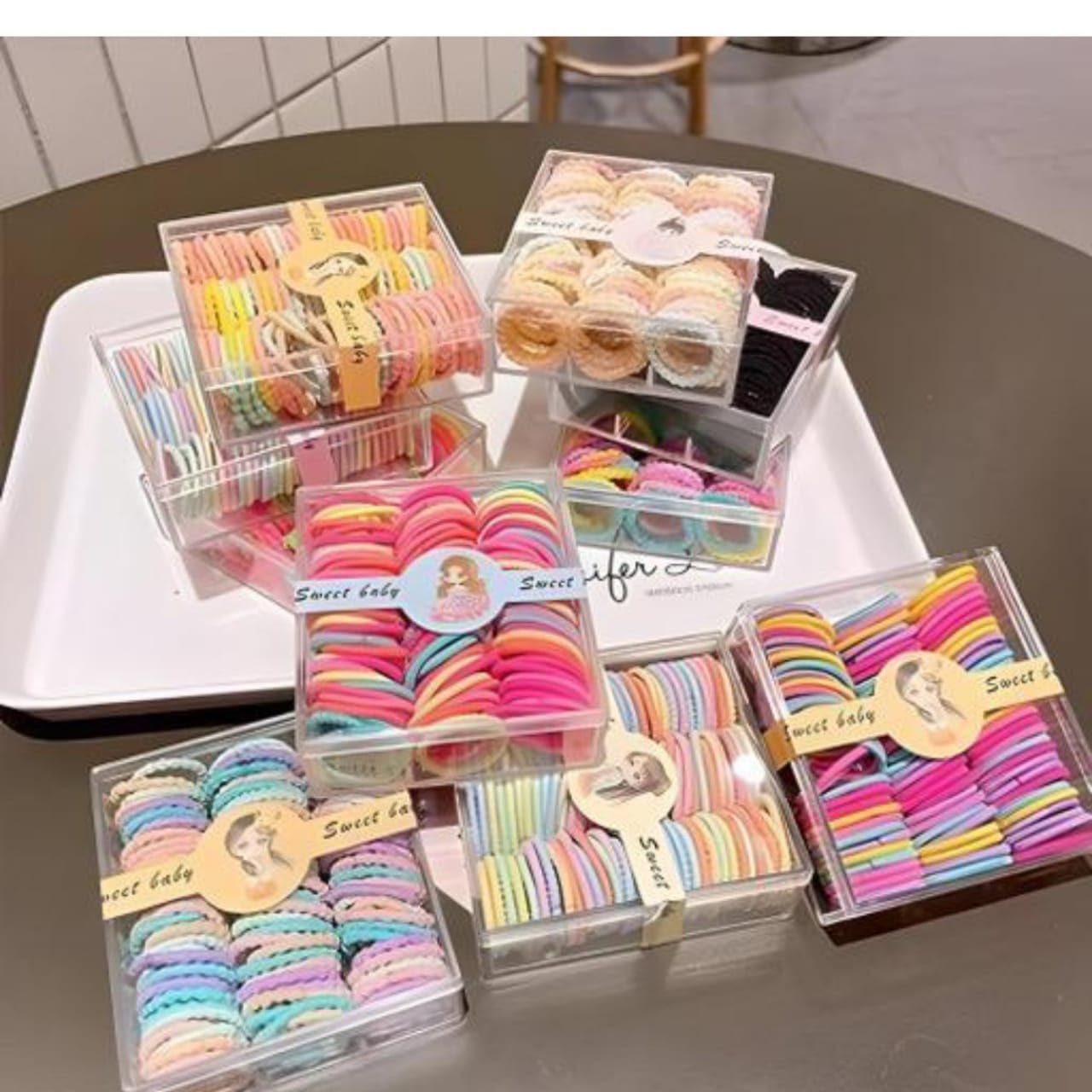 Rain Bow color Rubber Bands for Hair Accessories – 140 (app.) pieces Mini Cotton Hair Ties for ponytail holder for Women,Baby, Girls, Kids Toddler, Infants (with fancy box) (Rain bow Color) (B0CH41YS4R) Amazon Price History, Amazon Price Tracker