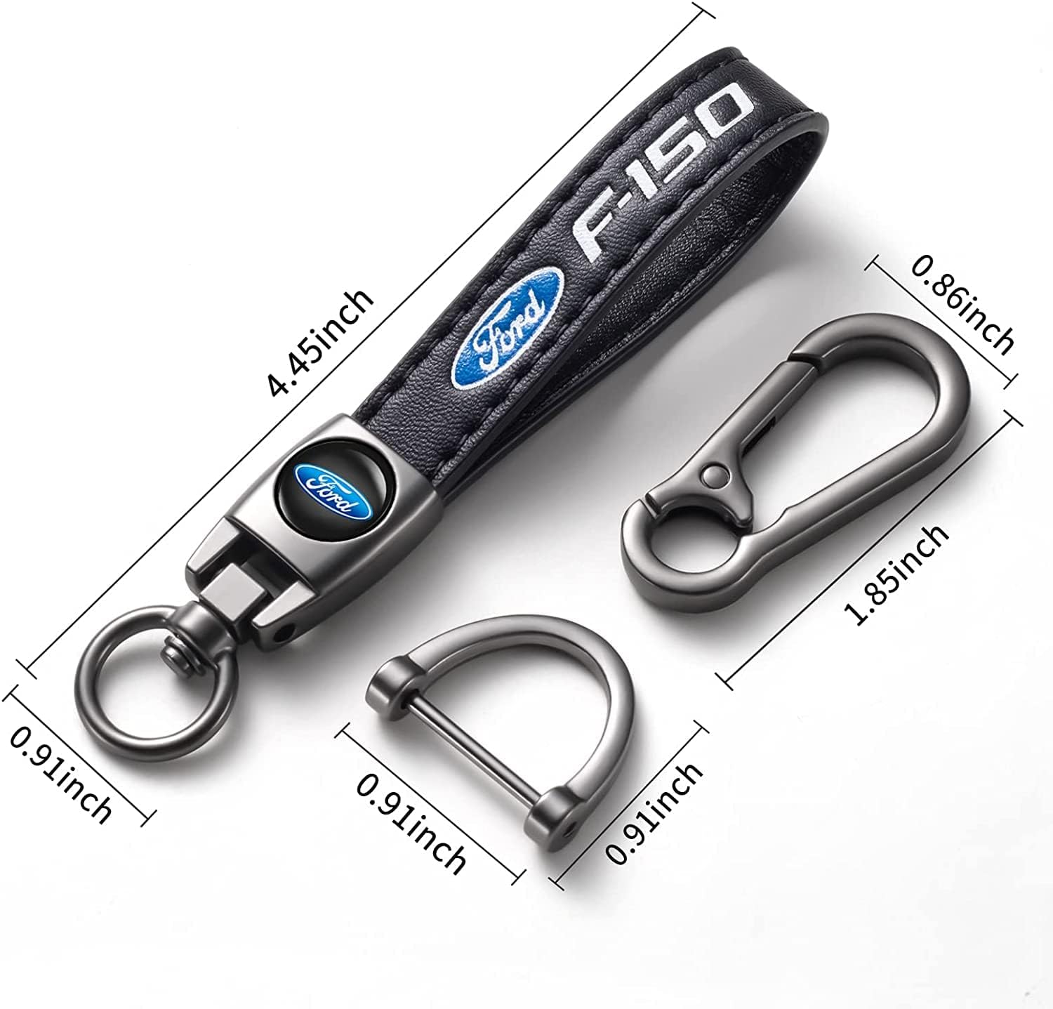 Genuine Leather Car Key Chain for Ford F150 F-150 Keychain Accessories Family Present (Black)