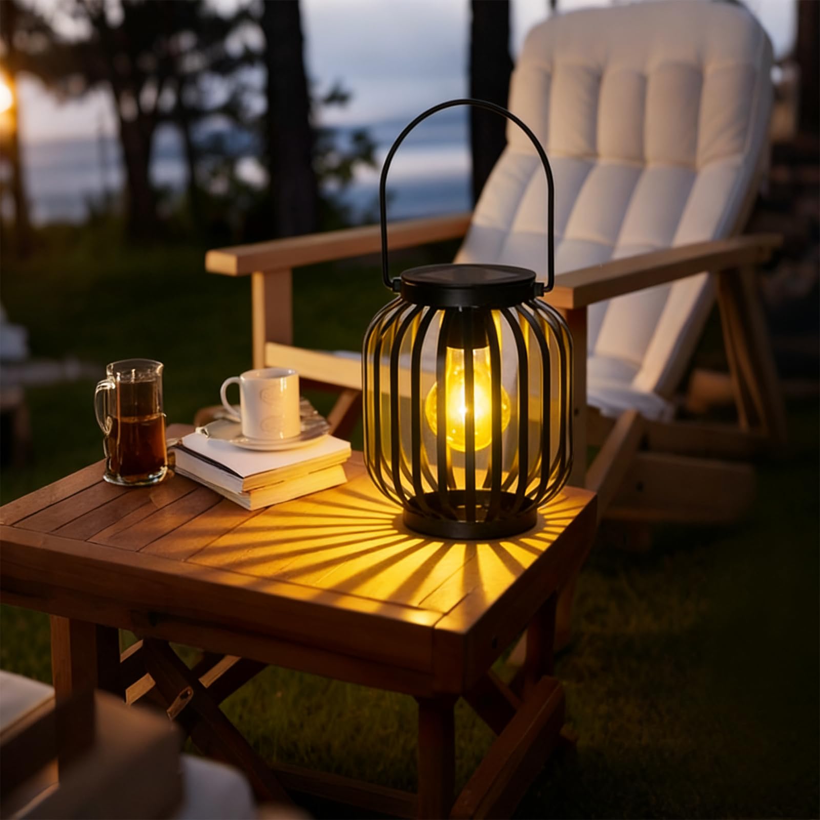Lanterna con lampada a LED - Alimentata da pannello solare, non sono necessarie batterie, bella luce riflettente esterna in giardino e interno in casa, impermeabile