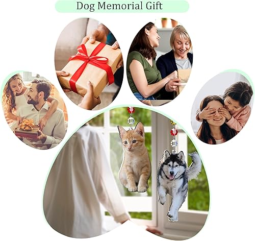 Miniatura 5 de Bivei Decoraciones de Halloween personalizadas para perrosgatos, atrapasoles con imagen y nombre de mascotas, atrapasoles de luz de vidrio acrílico