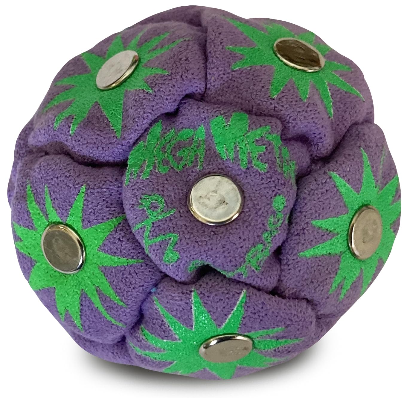 DIRTBAG Mega Metal Footbag, Handmade Footbags, Flying Clipper Original Design, Steel Pellet Blend, Bright Vivid Colors.