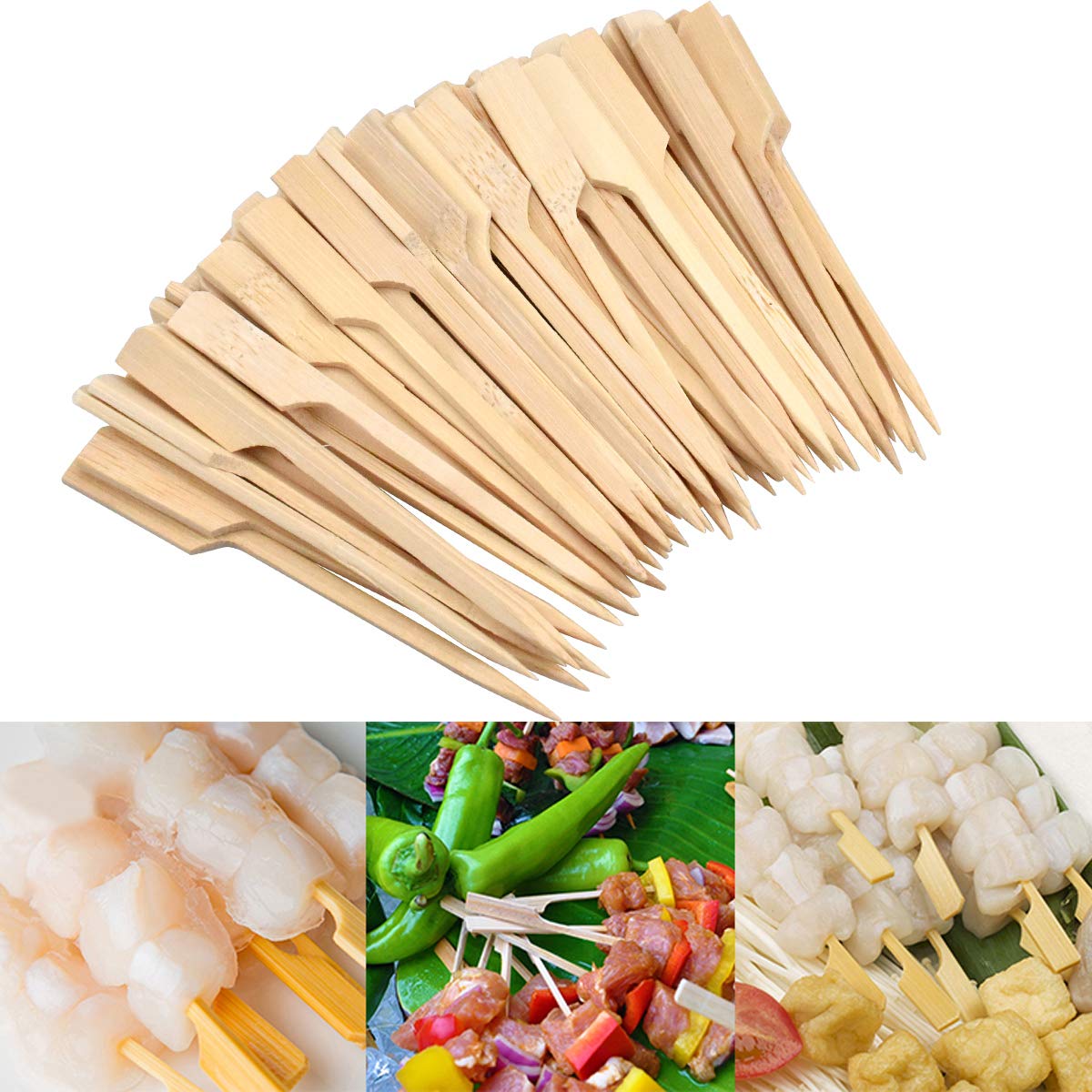 100 Brochettes De Bambou BBQ 9 Cm | Naturelles, Pour Grill, Apéritifs, Fruits, Viandes, Fêtes