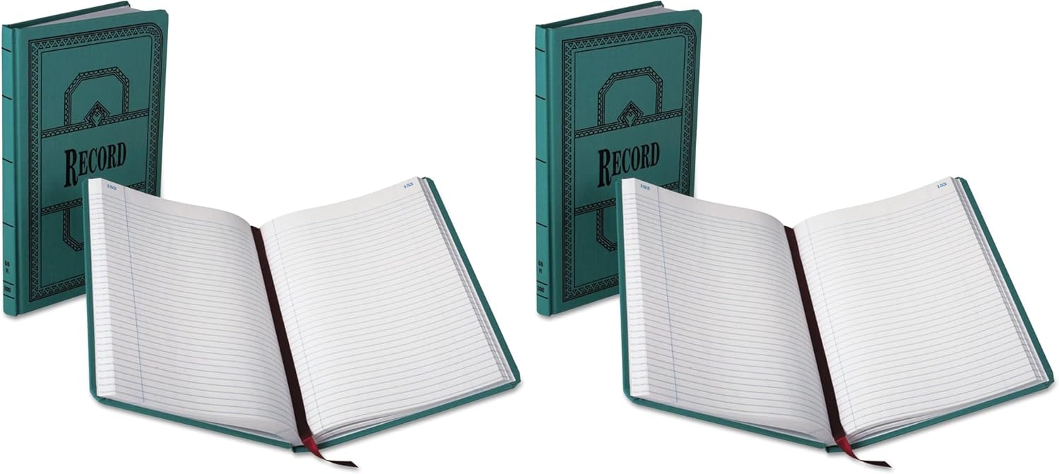 Boorum & Pease 66 Series Account Books, Record Ruling, 300 Pages, 12-1/8ʺ x 7-5/8ʺ, Blue (66-300-R)