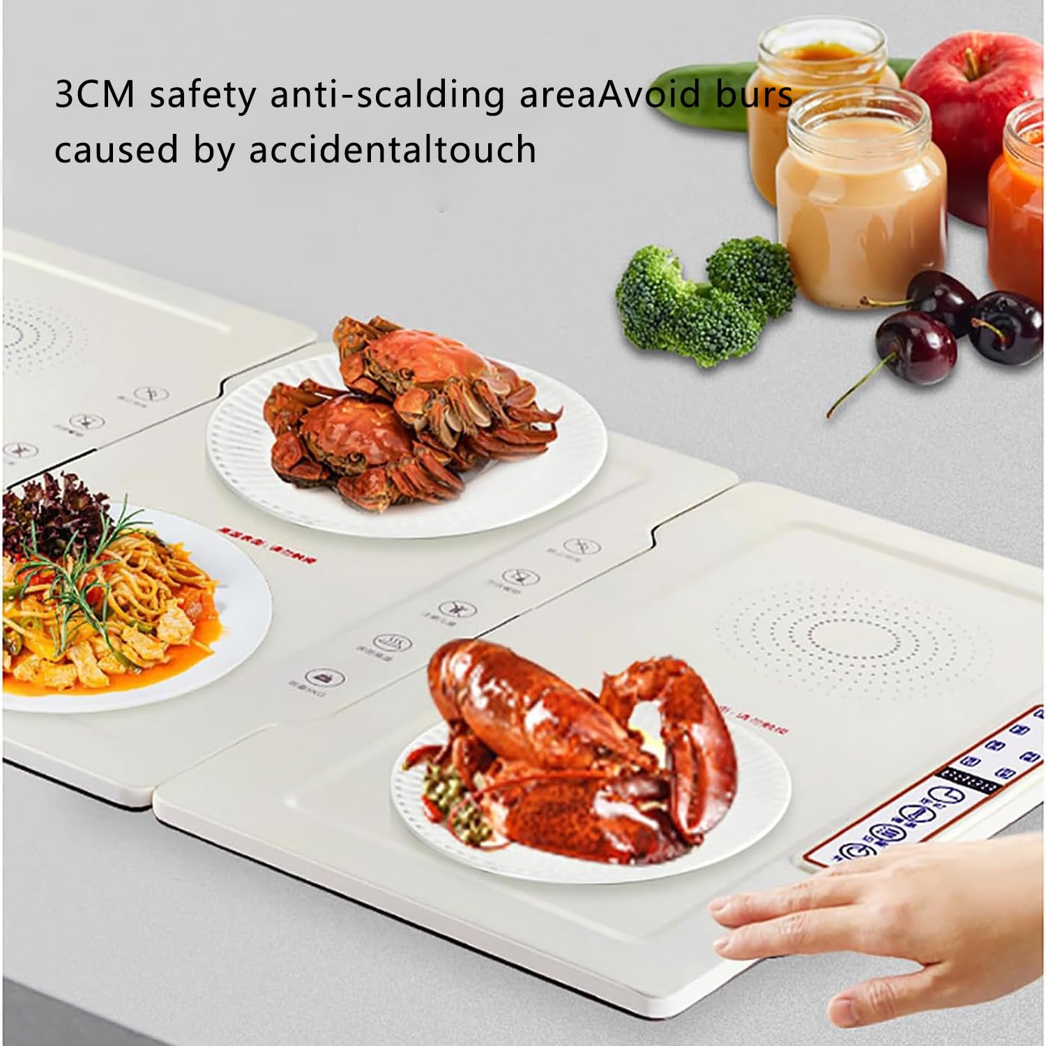 Calentador de Alimentos portátiles Plegables: Plato Caliente de Temperatura Ajustable con Temporizador, Bandeja de Calentamiento eléctrico compacta para Buffet, Mesa, Cocina y Fiestas