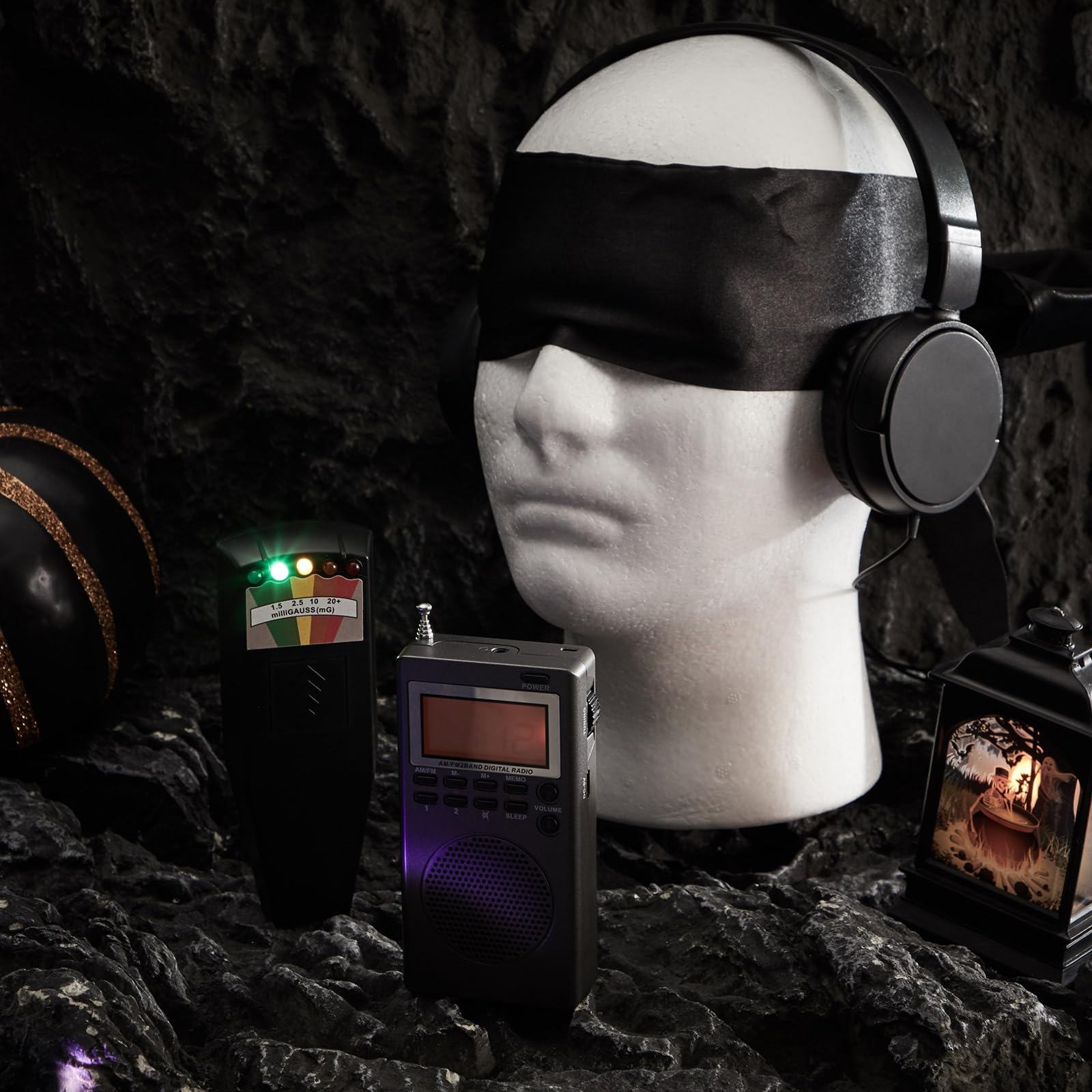 Dunzy Kit di attrezzature per la caccia ai fantasmi con Ghost Box Rilevatore di campo magnetico Cuffie Benda Dispositivo di caccia per indagini Emf Meter Magnetico Paranormale Spirit Forniture per