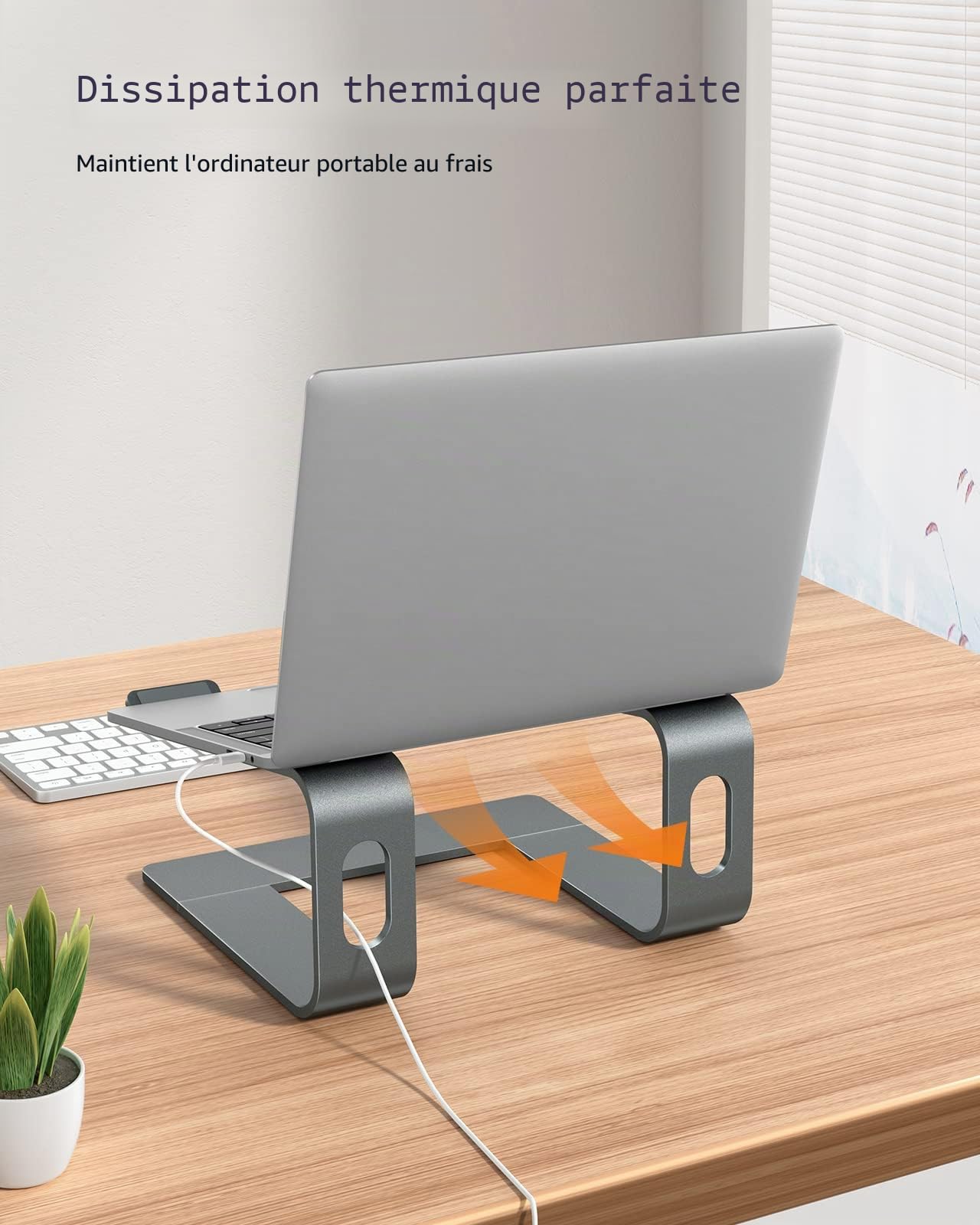 Nulaxy Support pour Ordinateur Portable, Support Amovible Ergonomique en Aluminium,Compatible avec Les Ordinateurs Portables MacBook Air Pro, Dell XPS, HP, Lenovo et Plus 10-15.6 Pouces Gris