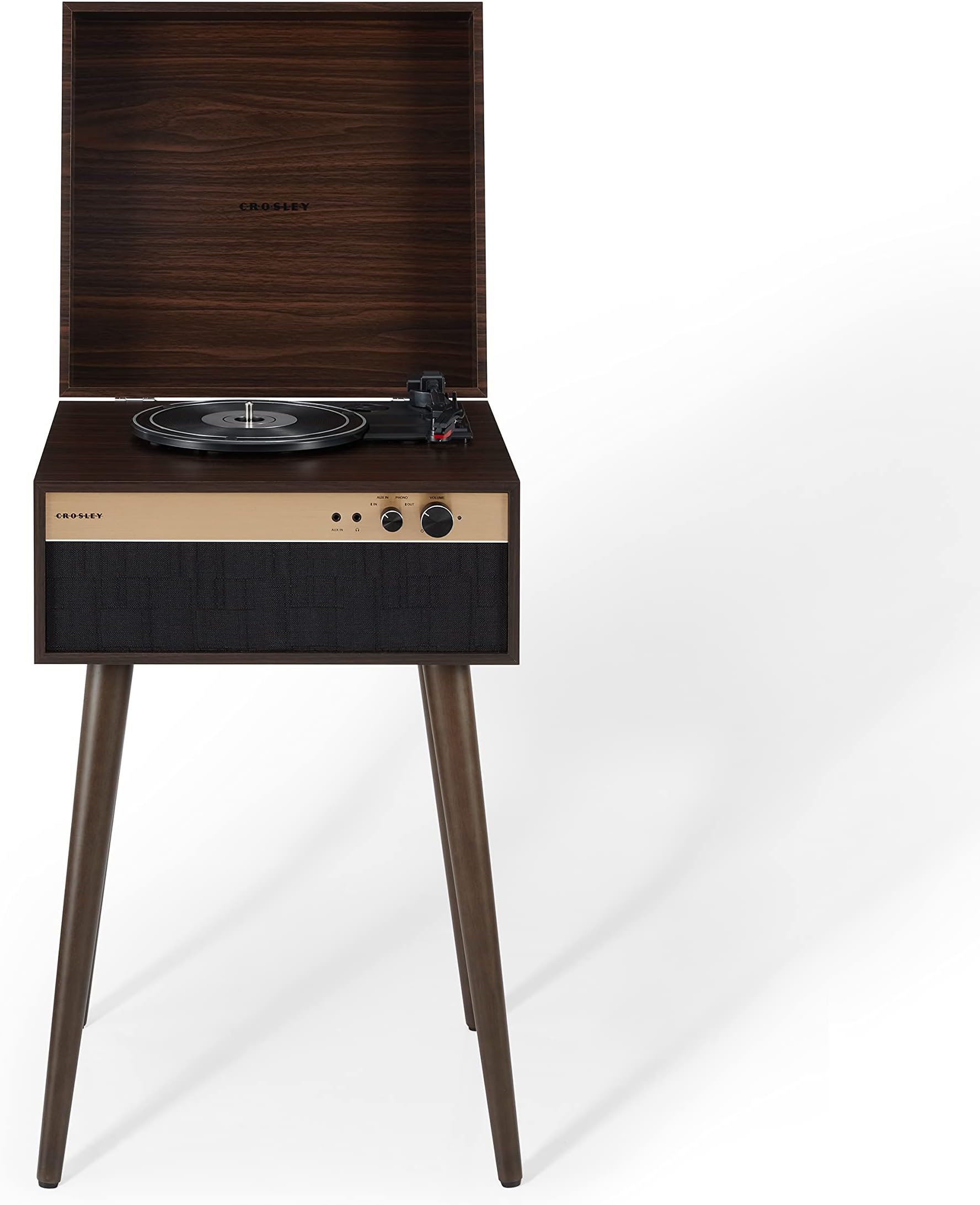 CR6236A-WA Jasper 3-Speed Bluetooth in/Out Vinyl Record Player Turntable with Built-in Speakers and Detachable Legs, Walnut