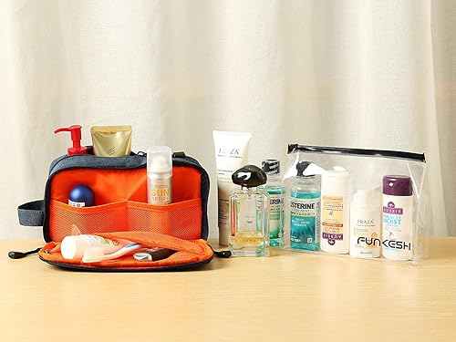 Miniatura 6 de Bolsa de aseo para hombre impermeable organizador bolsa viaje afeitado Dopp kit perfecto accesorio de viaje azul oscuro