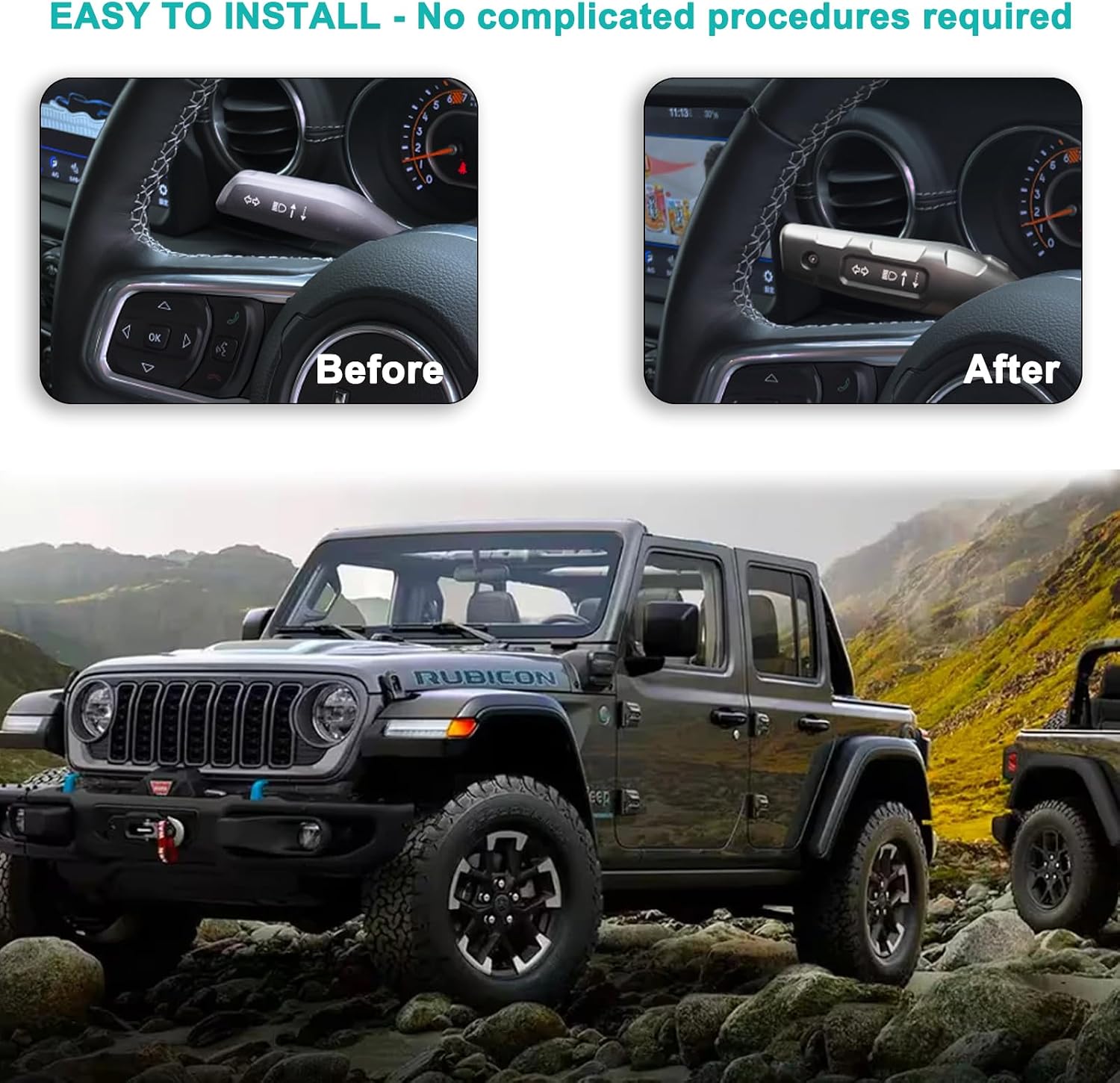 Turn Signal Lever Extension Blinker Switch Extension Housing Compatible with Jeep Wrangler (JL) Gladiator (JT) 2018-2024 Replace Wrangler Accessories Indicator Switch Extension