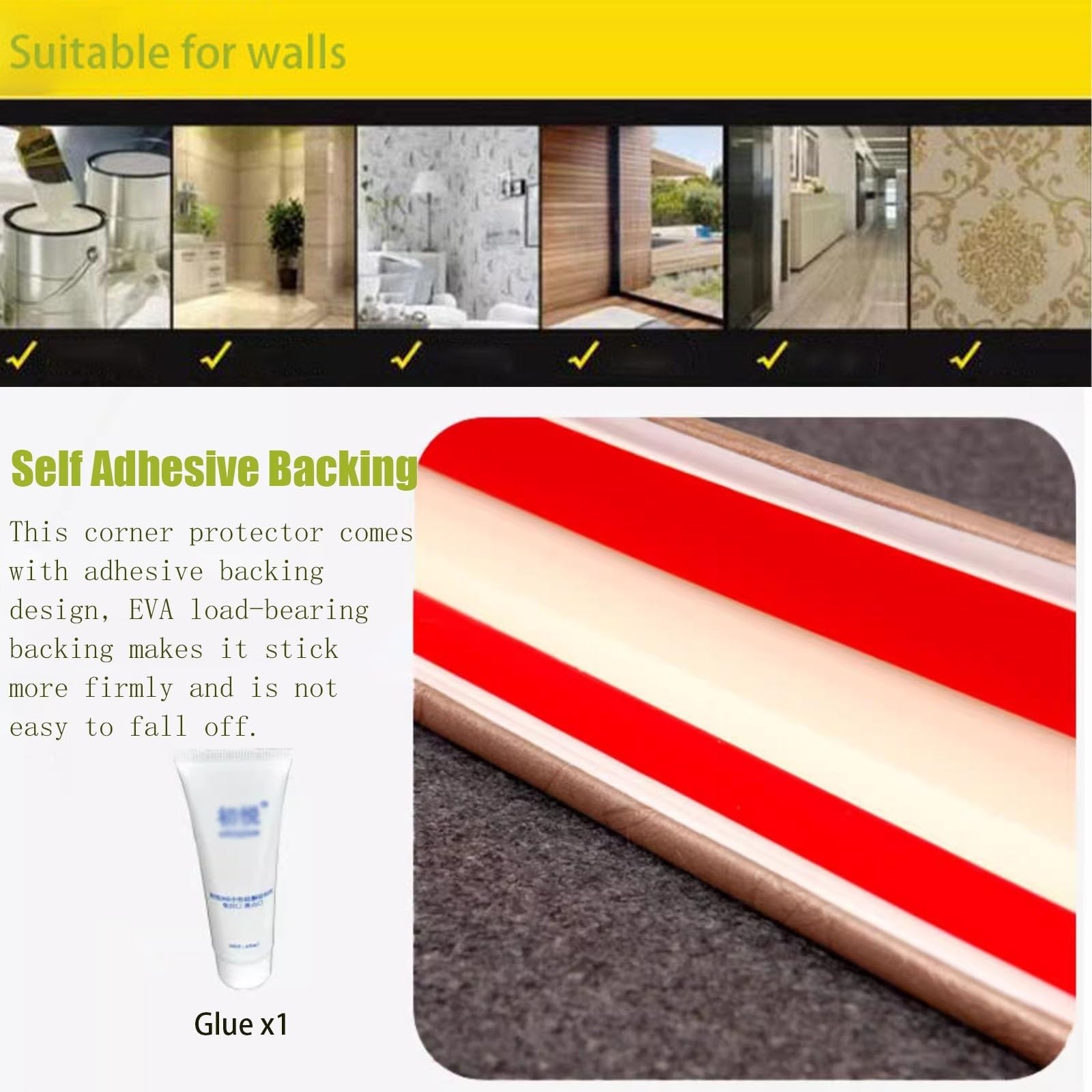 Protectores de Esquina para Pared, Protector de Parachoques de Seguridad para Muebles con Cinta, para Paredes de Yeso/Papel Pintado/Marcos de Puertas, 80 90 100 110 120 130 140 150 160cm de Largo, Tir