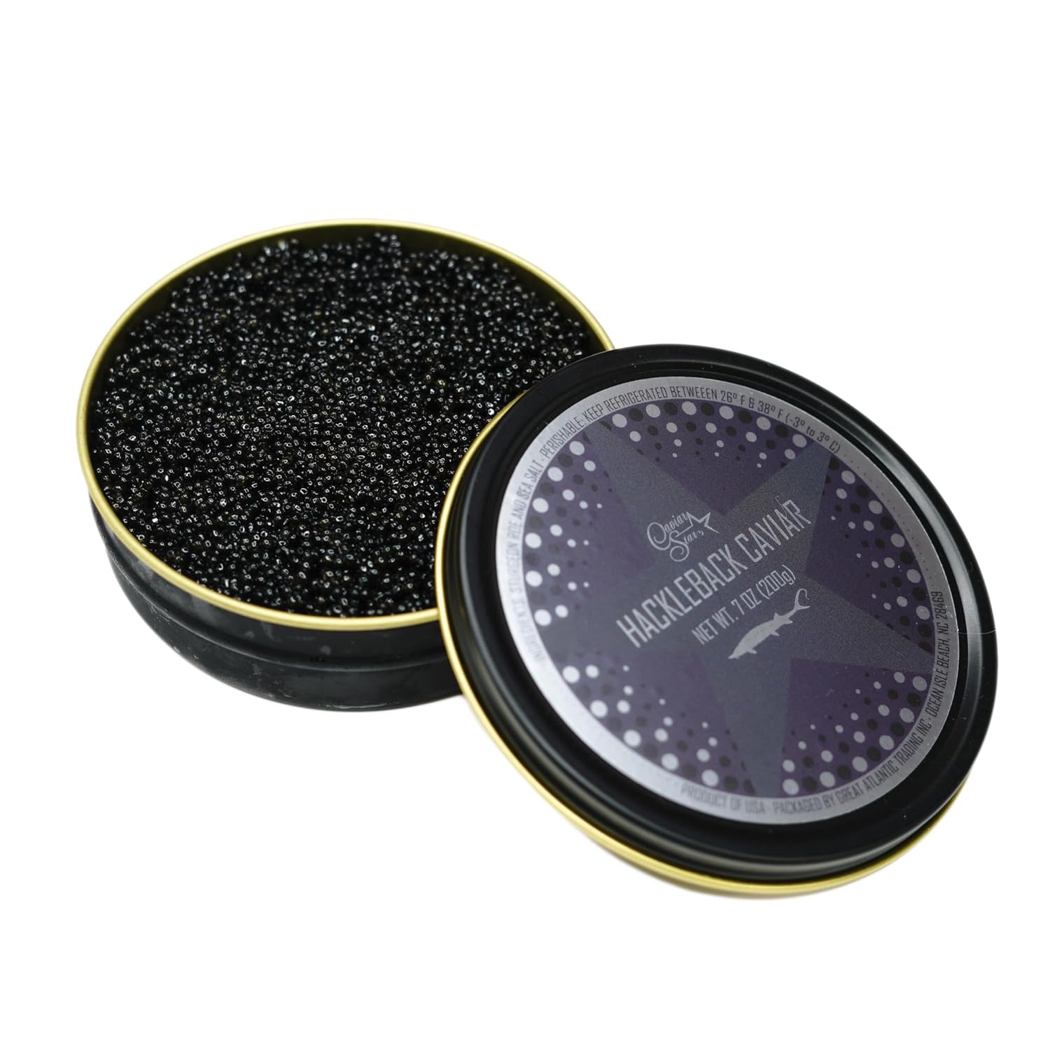 Caviar Star American Hackleback Sturgeon Caviar – Fresh Domestic Black Roe | Mild, Delicious Black Caviar | Perfect for Sushi, Gourmet Dishes & Recipes (16 oz)