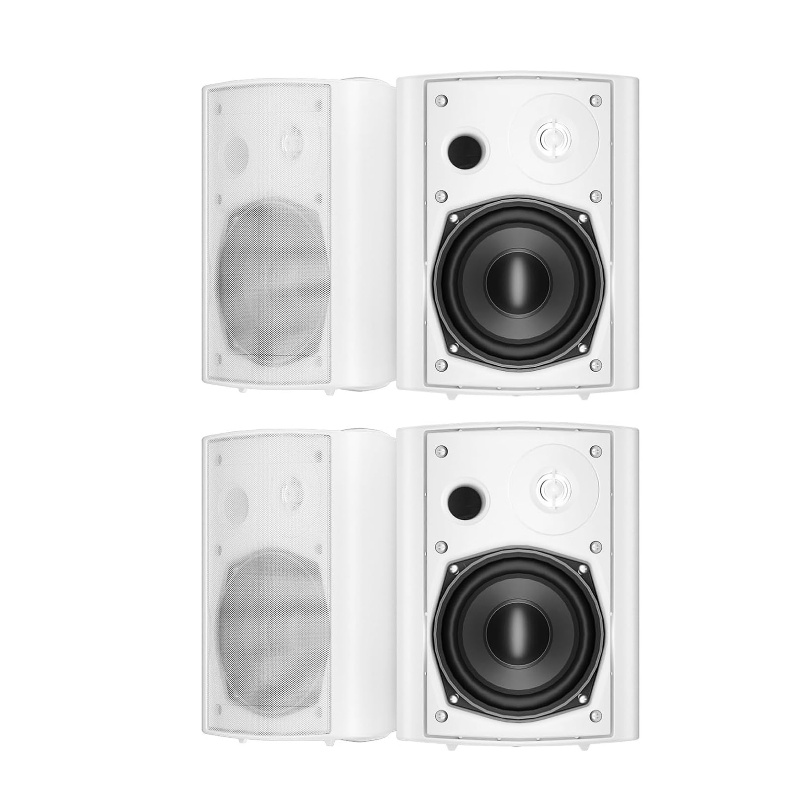 STUDIOFINIX 5.25 Inches Outdoor Bluetooth Speakers Waterproof 600 Watts Perfect for Indoor- Outdoor Patio Porch Wall Mount System (4 Speakers,White)