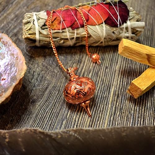 Miniatura 7 de MyDeal - Péndulo de cobre para radiestesia con cadena conductora de energía espiritual para curación corporal, chakras de equilibrio de Reiki,