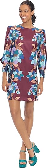 Donna Morgan Women's Long Sleeve Shift Dress