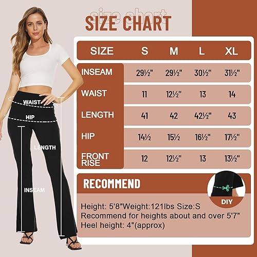 Miniatura 5 de TNNZEET Leggings acampanados negros para mujer, pantalones de yoga cruzados con bolsillos, corte de bota, leggings acampanados