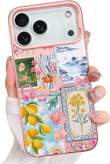 Jefonha Compatible with iPhone 17 Pro Case Cute Aesthetic for Women Girls, Classic Retro Italian Lemon Flowers Vintage Collage Phone Case, Shockproof Protective Cover