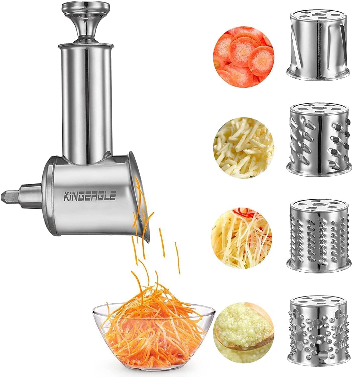 KINGEAGLE Stainless Steel Slicer Shredder Attachment for KitchenAid Mixer, Cheese Grater, Food Slicer, Accessories for Kitchenaid