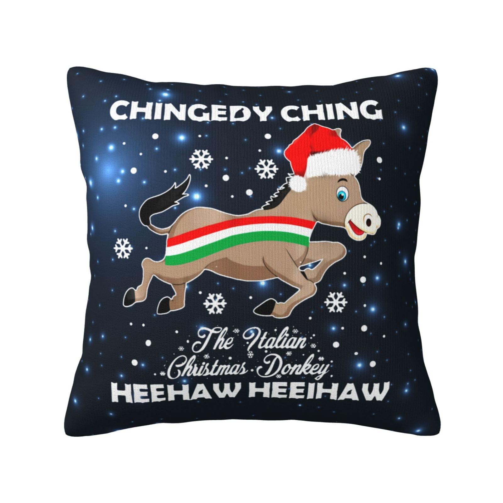Myshe Square Dominick The Christmas Donkey Throw Pillow Cover Decorative Cushion Cover Perfect Decor Gift for Sofa Bedroom Home Decoration 18x18