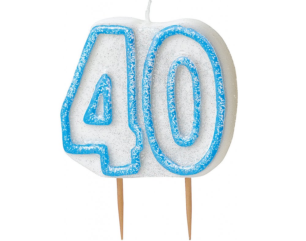Unique Party 34414 - Glitz Blue 40th Birthday Candle