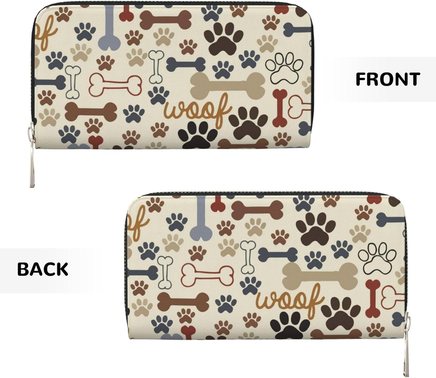 Dog Paw Prints Bones Wallet for Men Women Elegant Long Clutch Zip Around Travel Leather Coin Purse Large Capacity Credit Card Holder Handbag - Image 2