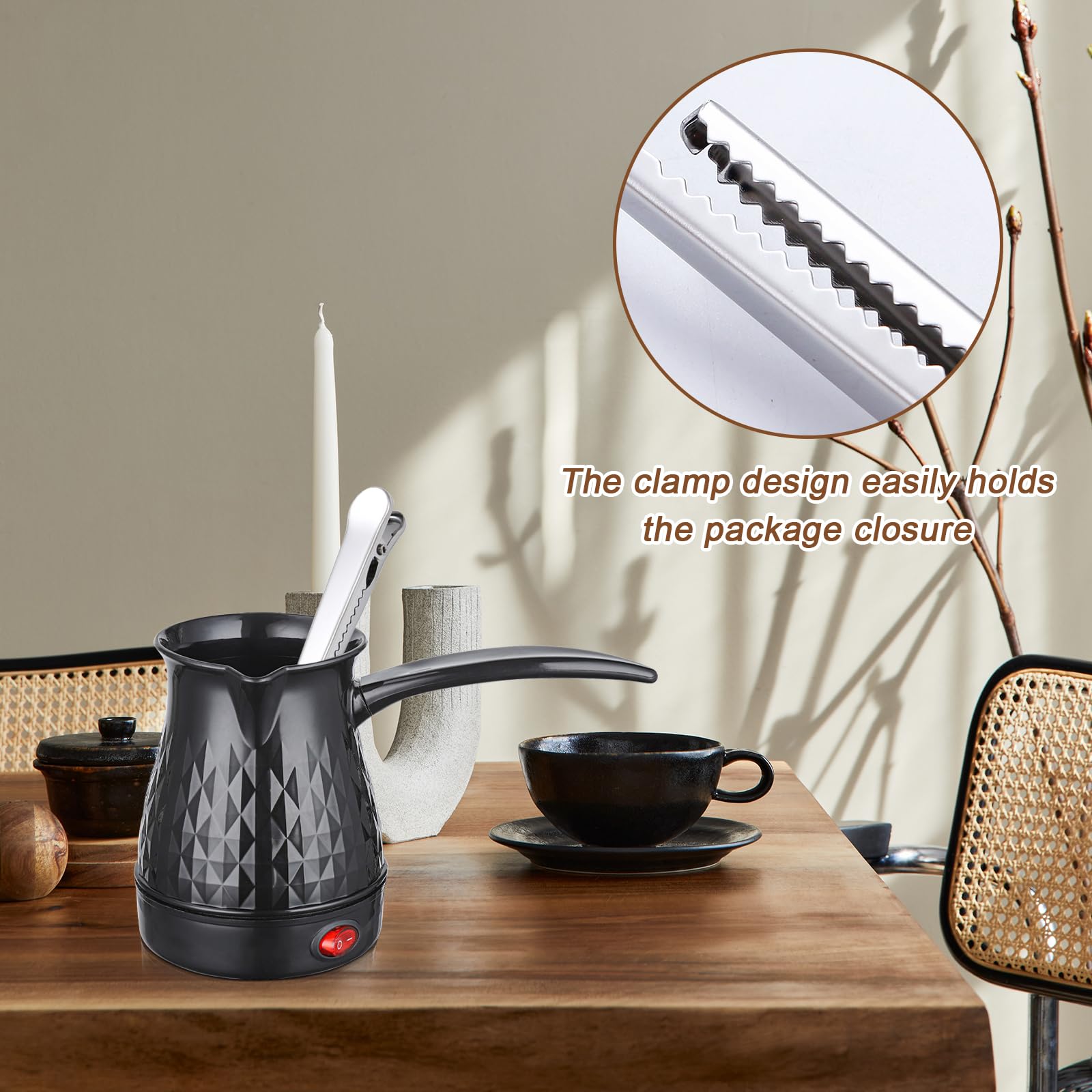 SPORWAY Cafetera Espresso de Inducción - Cafetera Turca con Cuchara Medidora, Moca de 500 ml para Camping, Elegante Negro