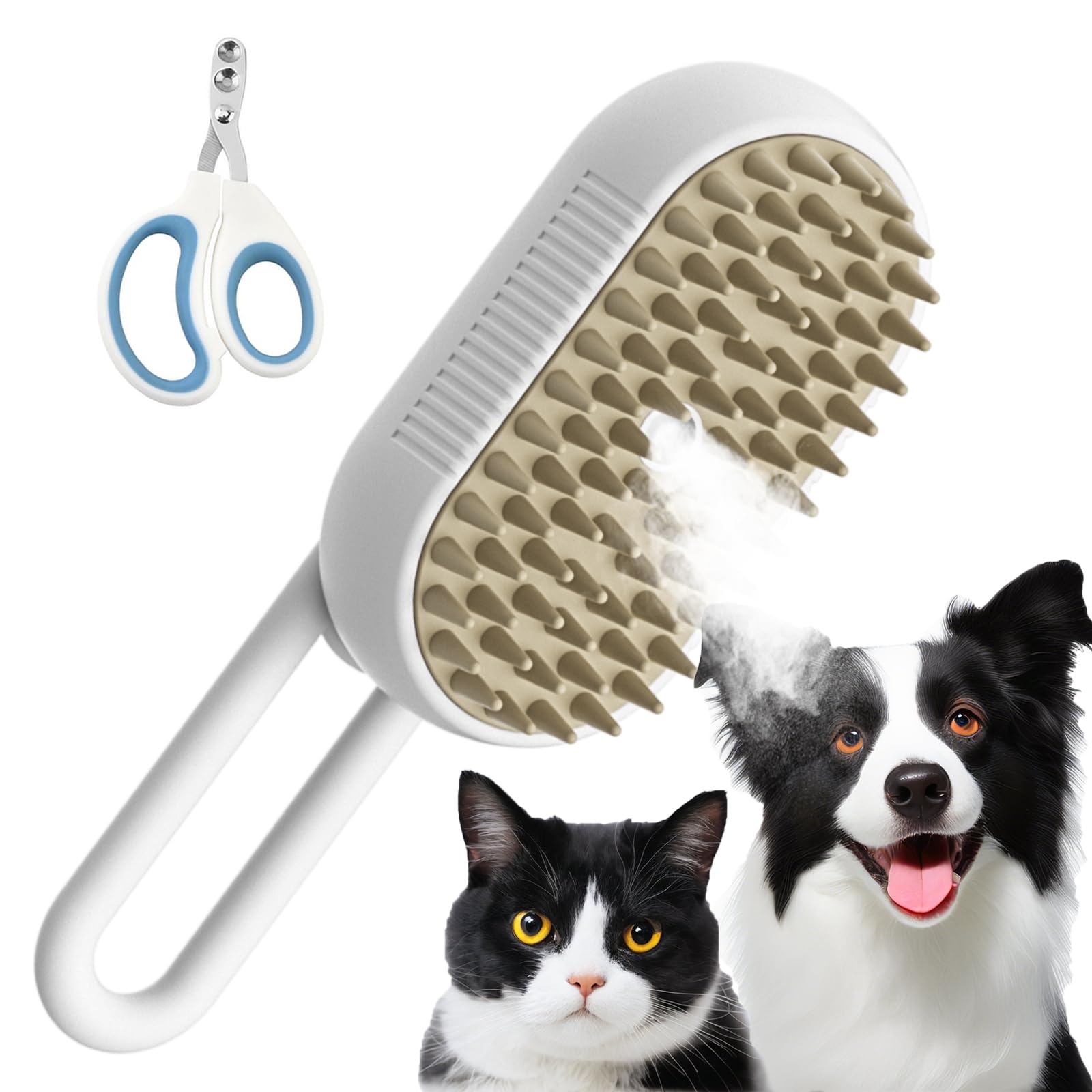 Cepillo Vapor para Gatos,3 en 1 Cepillo de Vapor para Gatos para Masaje Cepillos Perro Autolimpiante,Cepillo Quitapelos Mascotas