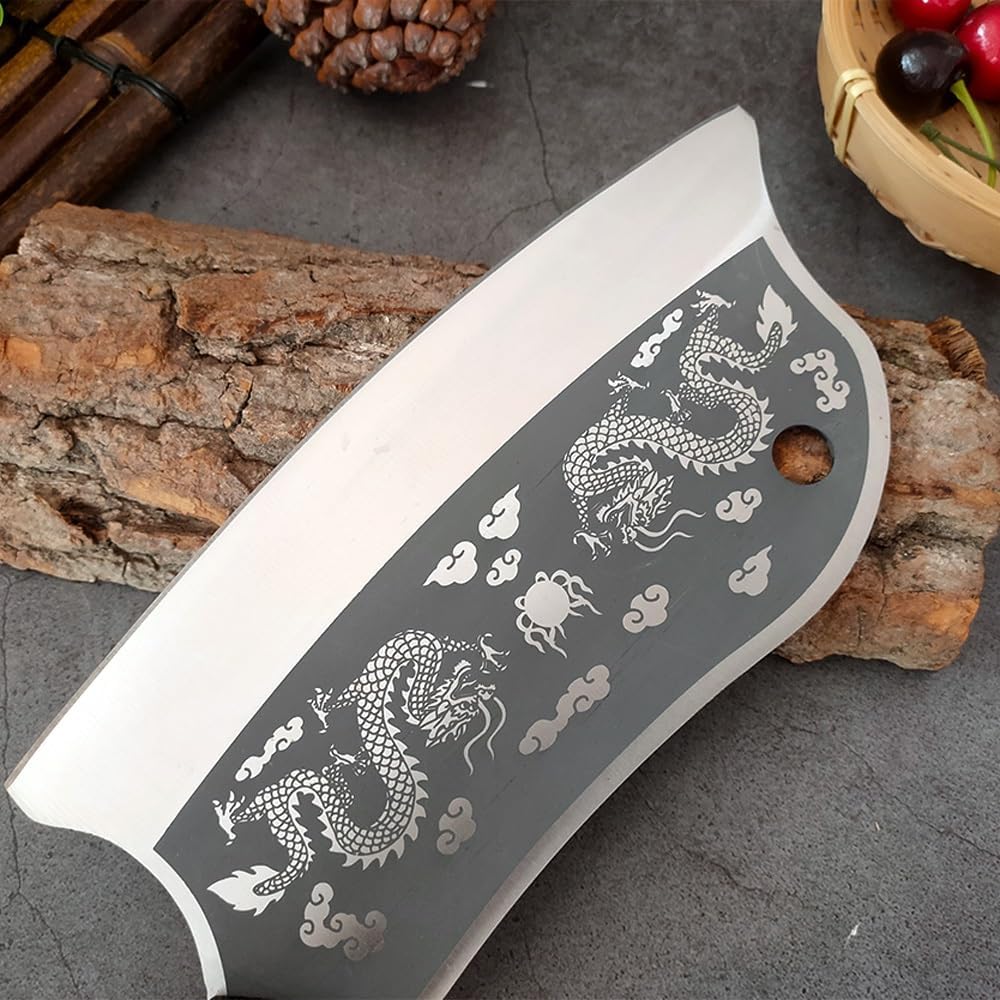 Meat Cleaver,Cleaver Knife 8 Inch Heavy Duty Chinese Kitchen Knife Meat Cleaver Slicing Butcher Knive Wood Handle Stainless Steel Knife Chef Cooking Kitchen Knife, LAMAJIGA5844