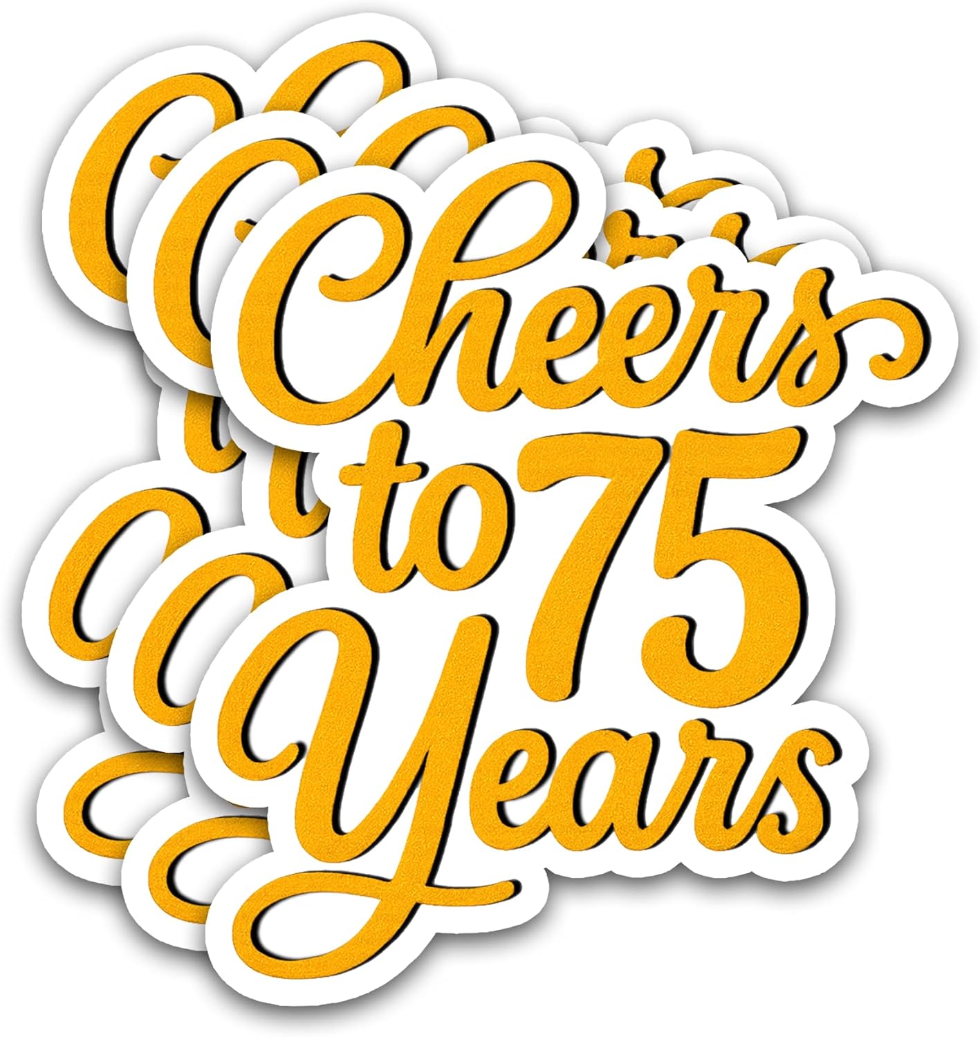 (3PCS) Cheers to 75 Years Stickers – Happy 75th Birthday and Anniversary Sticker – Waterproof Vinyl Decals for Party Decoration, Gift Wrapping, Water Bottles, Scrapbooks, Laptops, 3"