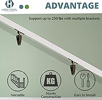 Vista 6 de Soporte de pasamanos resistente de latón antiguo, paquete de 3 HOWTOOL