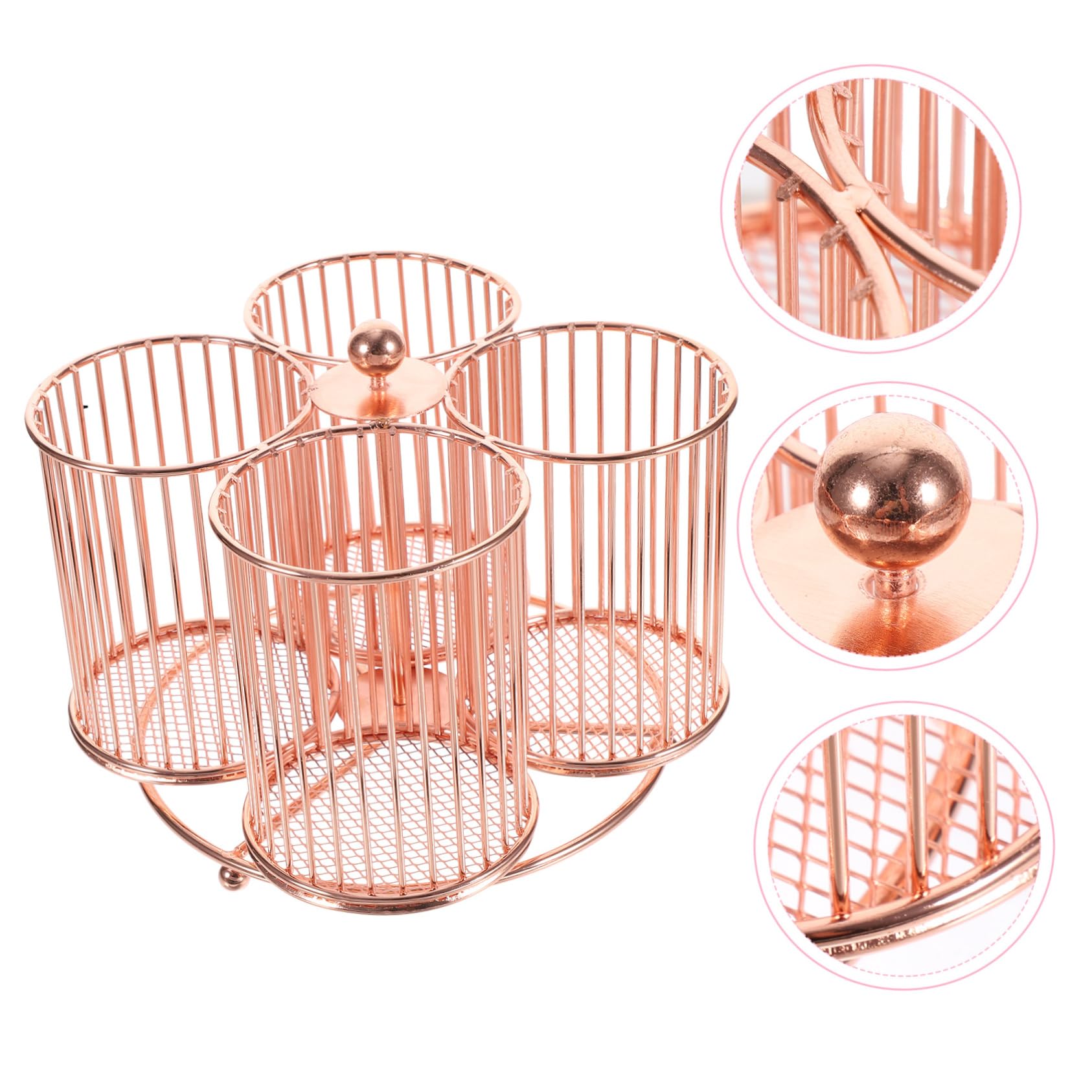 Portapenne Rotante in Metallo Rosa Resistente Organizer Per Cancelleria e Trucco Da Scrivania Contenitore Multifunzionale Con Scomparti Per Pennelli e Matite Accesso Facile e Strut