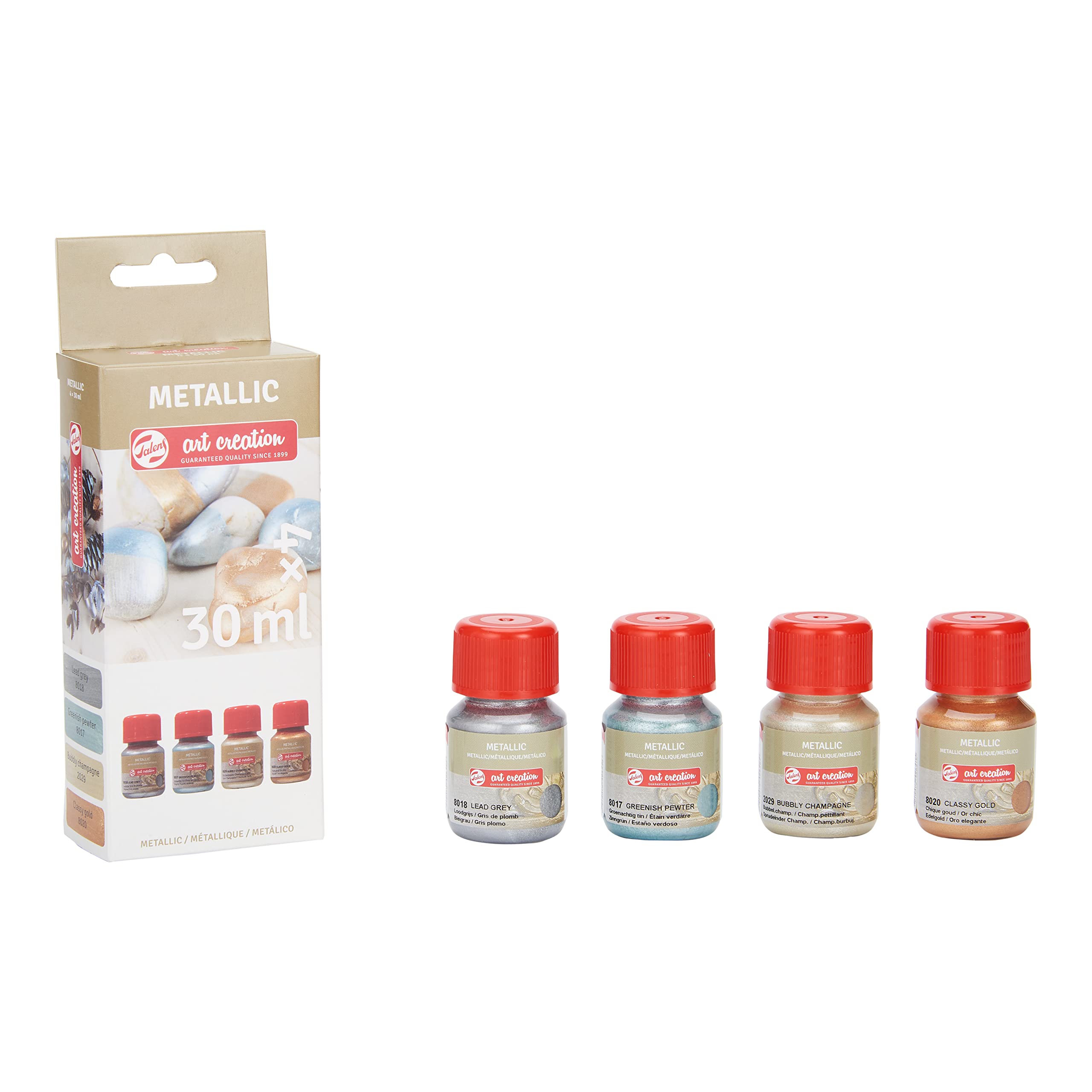 Talens Art Creation Metallic Paint Set of 4 | Grey, Pewter, Champagne & Gold | Upcycling, DIY Home DΓ©cor