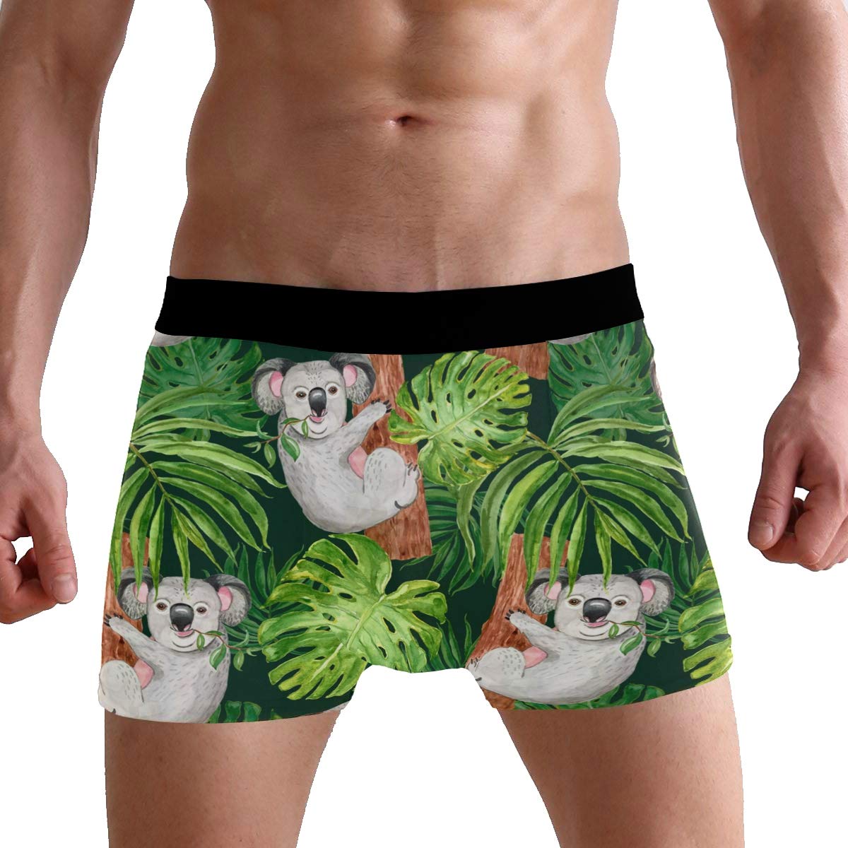 PUXUQU Mens Boxers Shorts Cute Koala Bear Palm Leaves Boxer Briefs Underwear for Men Boy